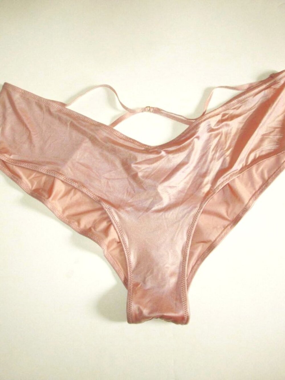 Victoria Secret Very Sexy Strappy Back Cheeky Panty XL High Leg Beige Silky